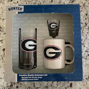 NWB Hunter UGA Bulldogs 3piece Team Logo Coffee Mug Beer Mug Shot Glass Set New